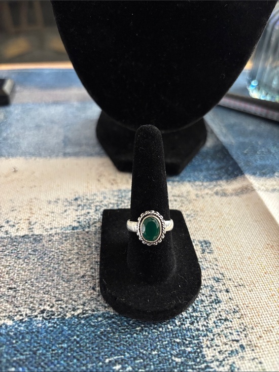 Handmade Jewelry - Sterling Silver Zambian Mines Emerald Handmade  Ring size 6